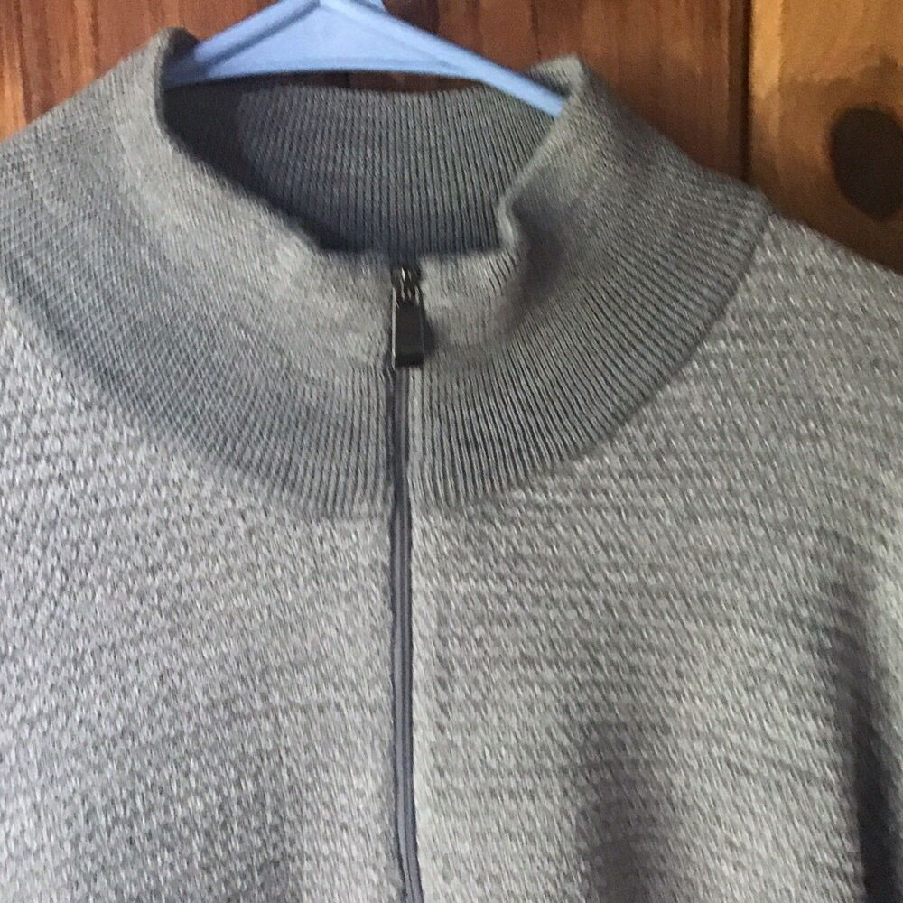 Calvin Klein Men’s Sweater Gray Cardigan Size XL Pullover Italian Yarn Zipper - Picture 2 of 8